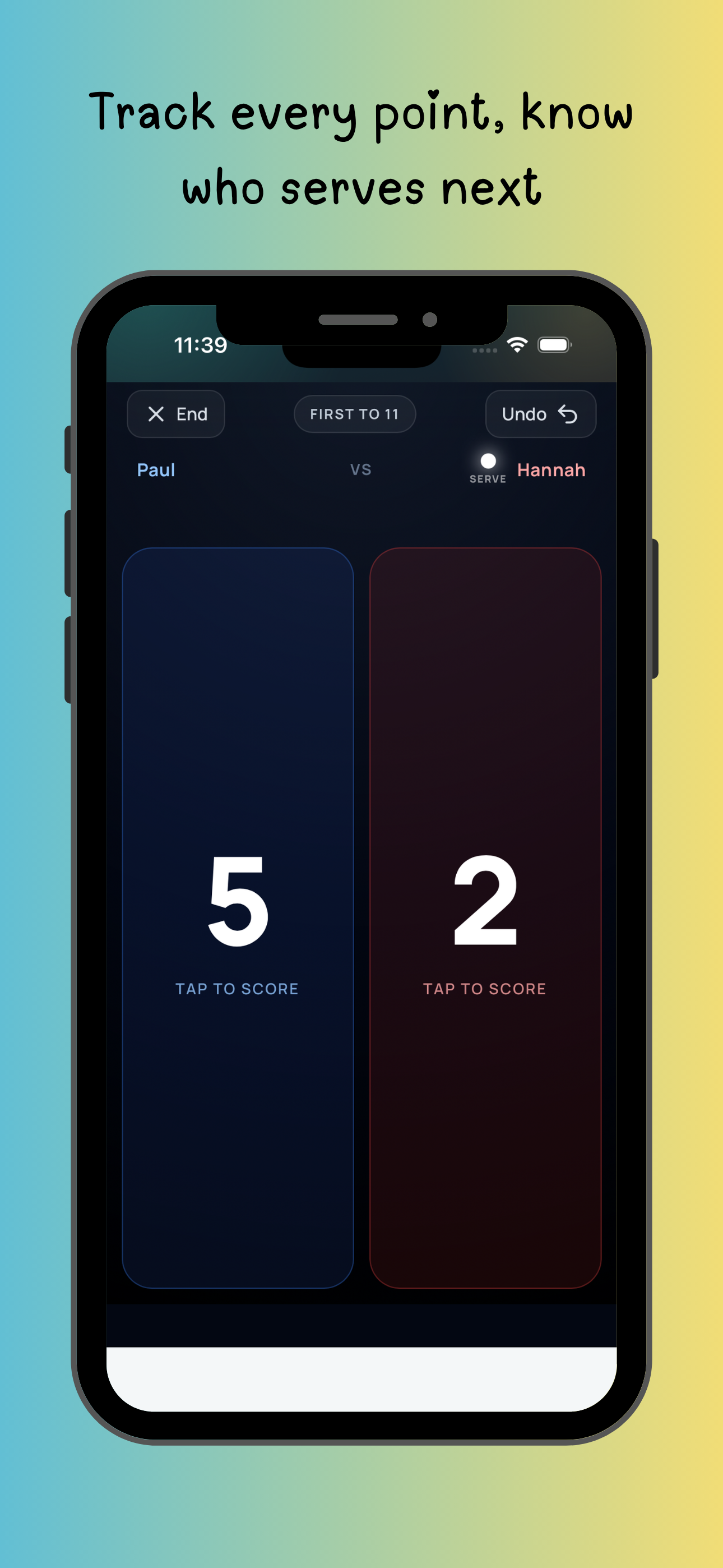 Smoosh app – live scoring