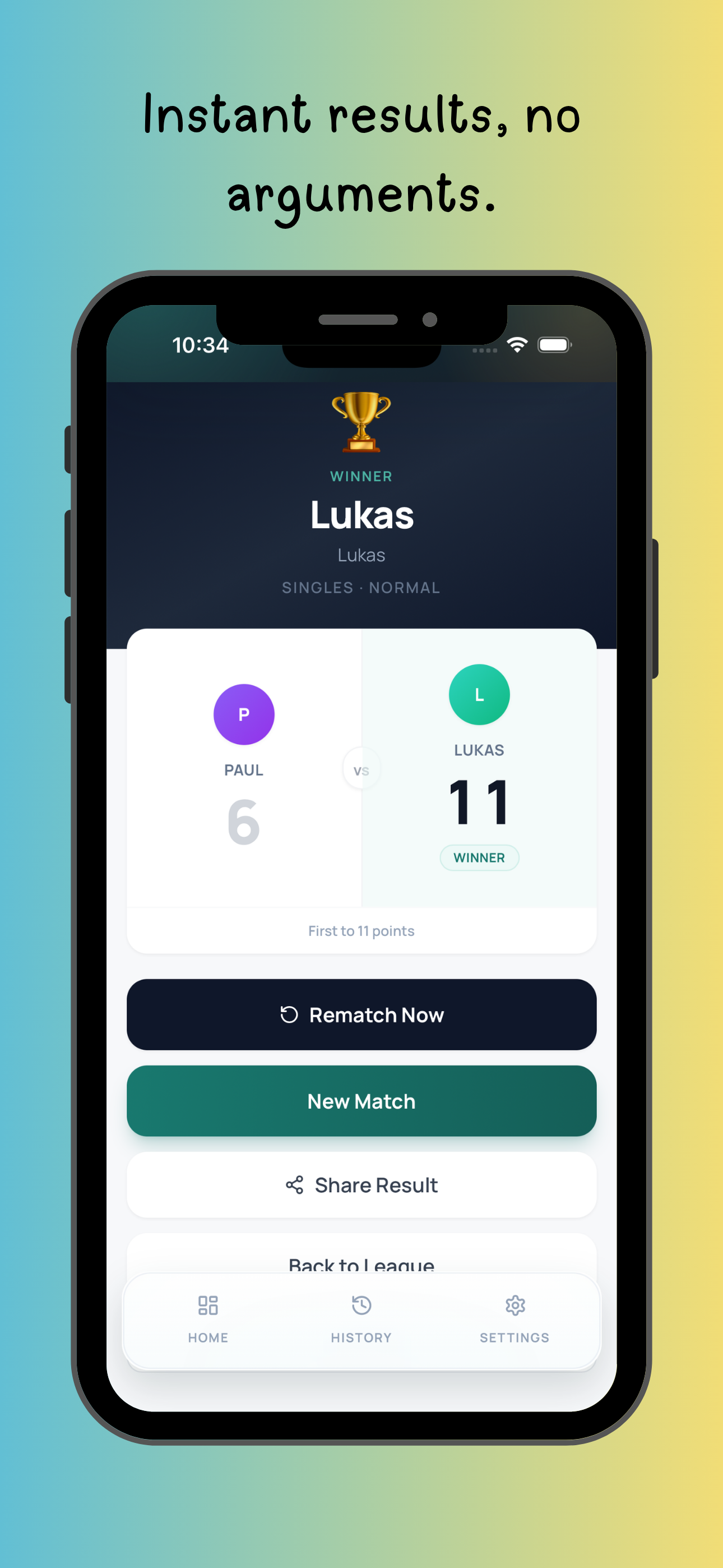 Smoosh app – match result